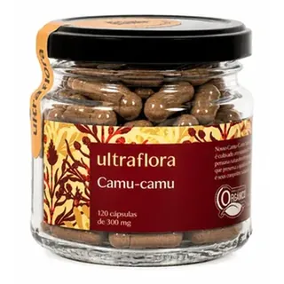Pote de vidro âmbar do Camu Camu Orgânico em Cápsula da Ultramel