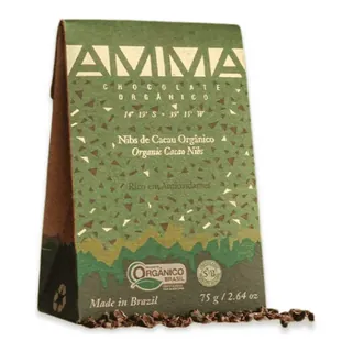 Pacote de Nibs de Cacau Orgânico AMMA de 75 g