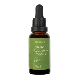 Frasco conta-gotas de 30 ml do Própolis Verde 11% Base Água da Ultramel, sem álcool